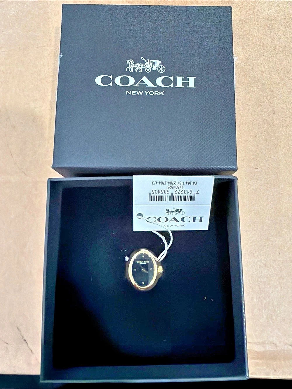COACH Sammy Women's 2H Quartz Ring Watch GOLD PLATED NWT